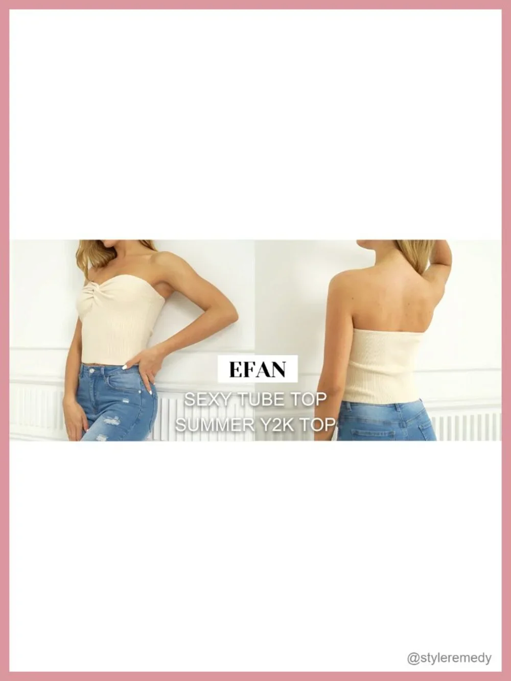 Soft Twist-Knot Ribbed Knit Strapless Crop Tube Top, Sleeveless Summer Beach